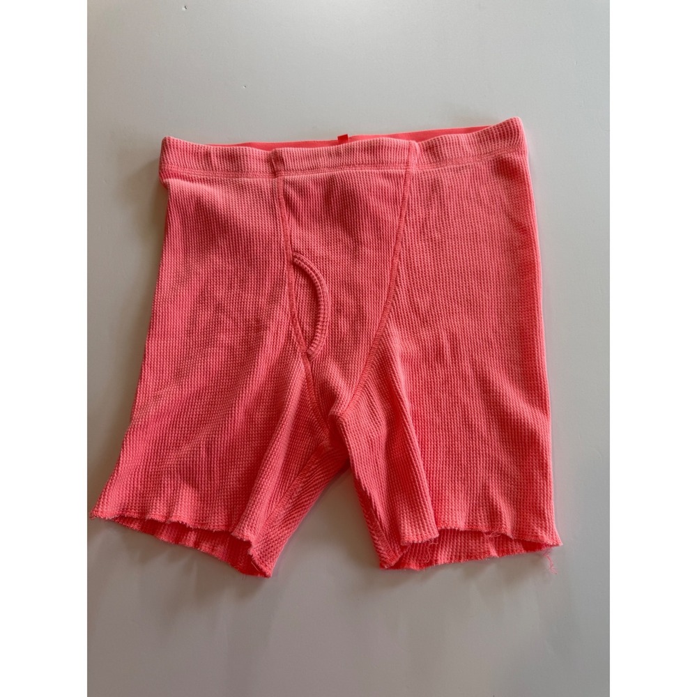 SKIMS Waffle Boxer Shorts Neon Coral Pink Cotton Loungewear Size Medium
